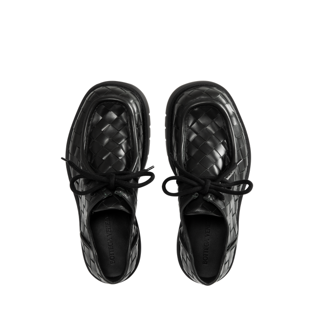 Image 4 of 4 - GREEN - Bottega Veneta Haddock Lace-Up Shoe in smooth calfskin with all-over Intrecciato craftsmanship. Upper and lining: calfskin. Rubber outsole. Made in Italy. 