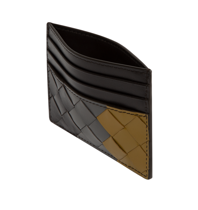 Image 3 of 3 - BROWN - Bottega Veneta Portacard has 6 card slots, an interior pocket, and a woven exterior design. 4 X 3 X 0.5 inches. 100% leather. Made in Italy.  