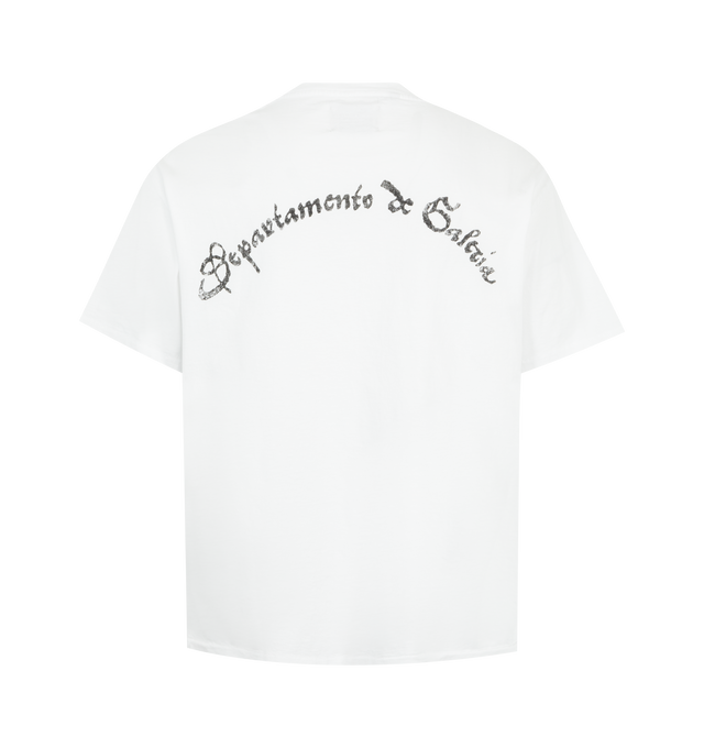 Image 2 of 2 - WHITE - GALLERY DEPT. Car Club Tee featuring relaxed 90's fit, short sleeves, faded 'Skull' airbrushed graphic on the front, 'Departamento De Galera' across the back and faded throughout. 100% cotton. Made in USA.  