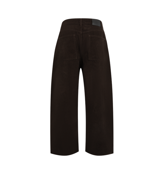 Image 2 of 3 - BROWN - Studio Nicholson Men's Volume Jeans featuring exaggerated, balloon-shaped leg, button fastening, classic five pockets, belt loops and logo patch to the rear. Cotton. 