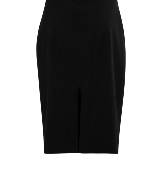 Image 3 of 3 - BLACK - ALAIA Button Pencil Skirt featuring buttons in a v shape, high waisted, bodycon, midi length and made from stretch wool. 98% virgin wool, 2% elastane. Made in Italy. 