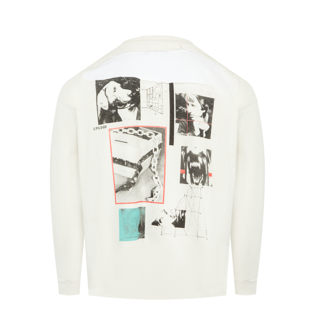 Image 2 of 3 - WHITE - ENFANTS RICHES DEPRIMES Modular Ls T-Shirt featuring heavy weight cotton jersey, boxy cropped fit, rib knit neckline cuffs, single stitch waist hem and graphic print on front, back and sleeves. 100% cotton.  