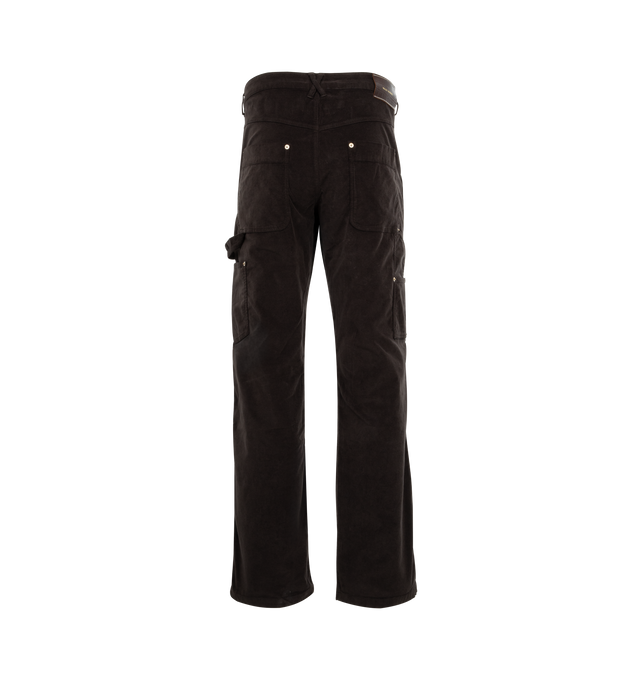 Image 2 of 3 - BROWN - WALES BONNER Kingston Trouser featuring a double knee panel, brass rivets, zip and button closure and straight fit. 98% cotton, 2% elastane. Made in Portugal.  