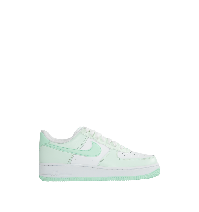 GREEN - NIKE Air Force 1 '07 Premium featuring padded collar, leather and textile upper, textile lining and rubber sole.