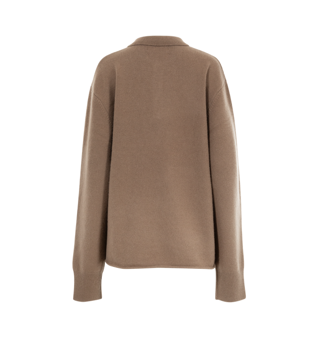 Image 2 of 2 - BROWN - EXTREME CASHMERE Marylebone Sweater featuring a reinvented classic polo-neck cashmere sweater with three buttons to close and a rolled hem, long-sleeves, medium weight and with a comfortable, straight fit. 94% cashmere, 5% nylon, 1% elastane. 