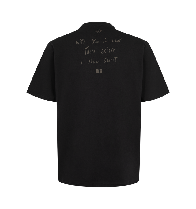 Image 2 of 2 - BLACK - Wales Bonner Men's Raga T-Shirt is crafted from soft cotton jersey and features signature graphics from the Autumn/Winter 2026 Morning Raga collection. Designed in a classic short-sleeve silhouette, the T-shirt is detailed with a Morning Raga graphic print and Wales Bonner logo artwork. Main Material: 100% Cotton. Made in Portugal 