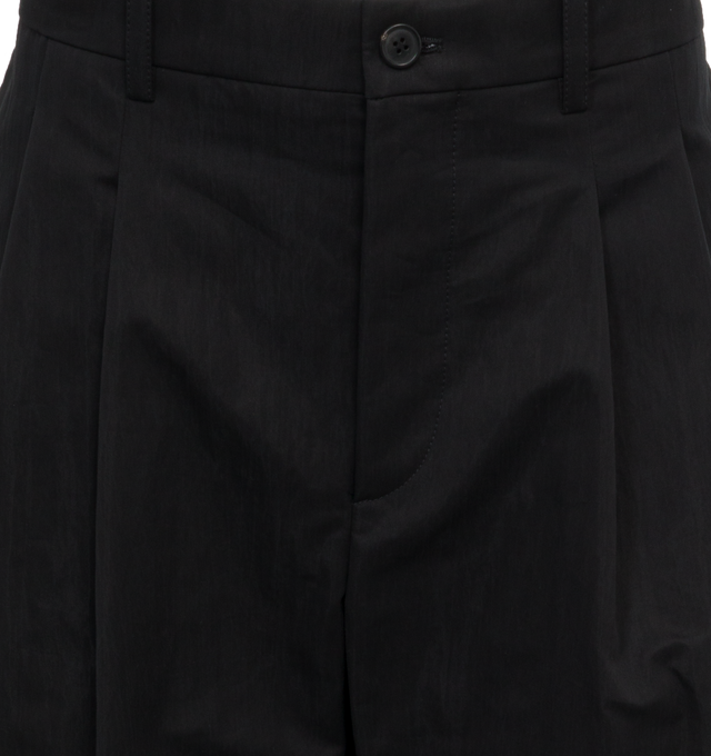 Image 4 of 4 - BLACK - WARDROBE.NYC Drill Chino is designed with front pleats and straight leg for everyday wear. Design details include side seam pockets and a covered fly with button closures. Outer: 78% Cotton 22% Polyamide, Pocket Lining: 100% Cotton.Made in Slovakia 