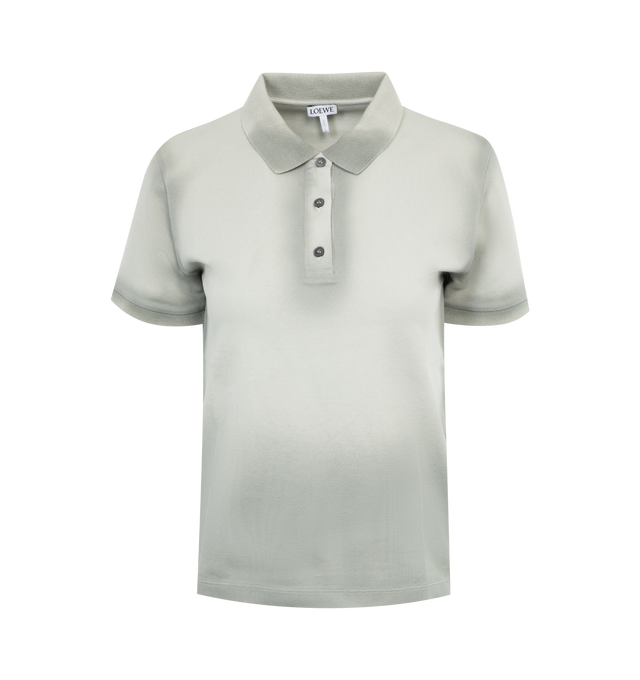 Image 1 of 3 - GREY - LOEWE Polo Shirt featuring tonal-gray cotton-blend piqu, button fastenings along front, polo collar and short sleeves. 95% cotton, 5% elastane. 