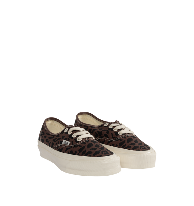 Image 2 of 5 - BROWN - VANS Authentic Reissue 44 LX Sneakers featuring low-top, lightweight canvas upper,  lace-up closure, logo flag at outer side, rubber logo patch at heel, textured rubber midsole, treaded rubber sole and contrast stitching in white. Upper: canvas. Sole: rubber.  