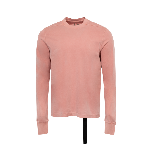 Image 1 of 2 - PINK - DARK SHADOW Crewneck T-Shirt featuring rib knit crewneck and cuffs, long sleeves, straight hem and integrated logo-woven strap at interior. 100% organic cotton. Made in Italy. 