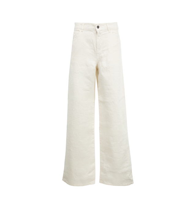 Image 1 of 3 - WHITE - THE ROW Eglitta Jeans featuring 5-pocket styling, button and zip fastening, wide legs and full length. 100% cotton. Made in Italy. 