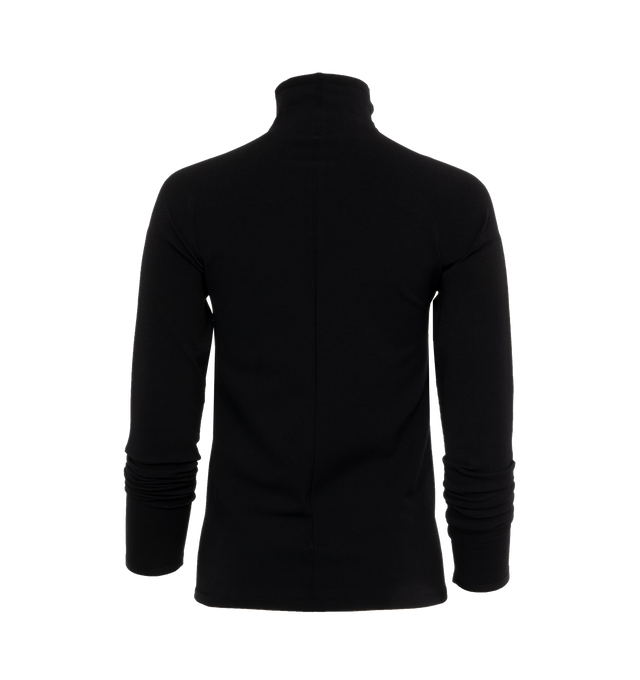 Image 2 of 3 - BLACK - THE ROW Patti Top featuring half-zip turtleneck, stretch viscose, seamless, slim fit and signature center back detail. 67% viscose, 33% polyester. Made in Italy. 