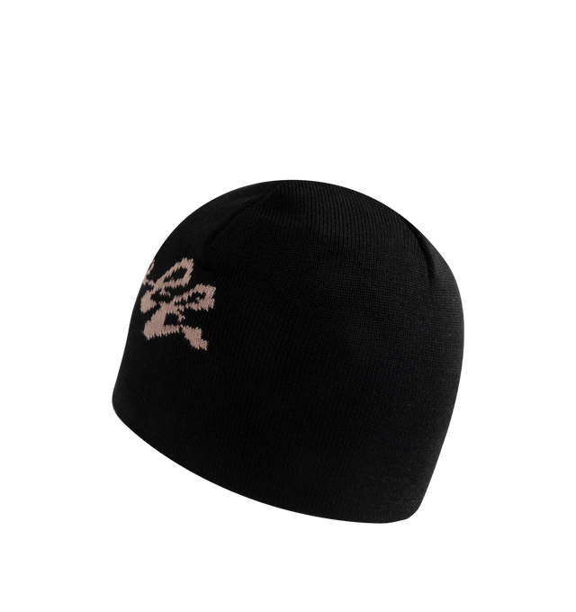 Image 2 of 2 - BLACK - CARHARTT WIP Chedda WIP Beanie featuring a midweight knit made from stretch-cotton yarn and a large jacquard graphic. 48% cotton, 47% acrylic, 4% nylon, 1% elastane. 