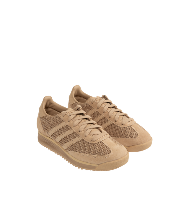 Image 2 of 5 - NEUTRAL - Adidas SL 72 RS lifestyle sneakers inspired by an archival '70s runner. Featuring a waffle-knit textile upper for breathability, suede overlays adding support, an EVA midsole cushion, and a rippled rubber outsole for traction. Unisex style in men's sizing. 