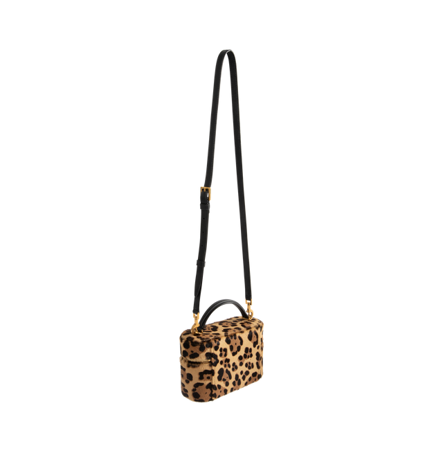 Image 2 of 3 - BROWN - SAINT LAURENT Gaby Vanity Bag in leopard-print pony hair leather, decorated with the cassandre, fully lined in leather, a top handle, adjustable and detachable strap, bronze-tone hardware, zip closure and one card slot. 7.1" x 4.3" x 2.6". Calfskin. Made in Italy. 