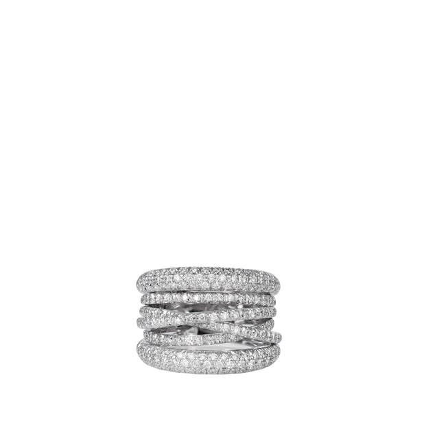 Image 1 of 4 - SILVER - SIDNEY GARBER Scribble Ring: 18K White Gold Diamond Scribble Band Ring, .96ct. 18k White Gold. Diamonds .96ct. Approximately .70in Wide. 