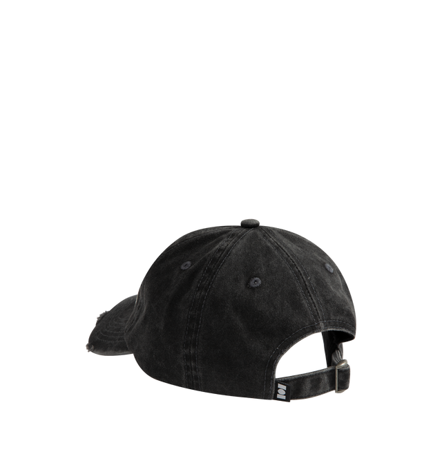 Image 2 of 2 - BLACK - NAHMIAS Chenille Dad Cap featuring adjustable back strap, embroidered front logo and distressed detail. 100% cotton. 