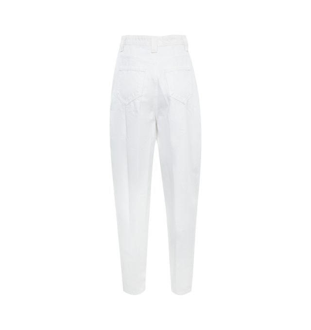 Image 2 of 3 - WHITE - KHAITE Ashford Jean featuring tapered fit, reverse pleats, high-waisted, zip button closure and 4 pockets. 100% cotton. 