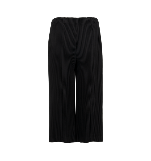 Image 2 of 3 - BLACK - Issey Miyake MC December Pants (Mens) have an elastic waistband, wrinkle-resistant garment pleating, and side pockets. 100% polyester. Made in Japan.  