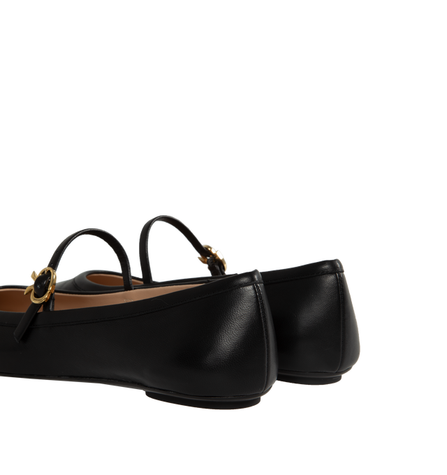 Image 3 of 4 - BLACK - GIANVITO ROSSI Carla flat ballerina crafted from precious leather featuring a round toe, rubber sole,  iconic Ribbon buckle (signature of the brand) front Mary Jane strap. Handmade in Italy. 100% NAPPA. Heel height: 0.2 inches. 