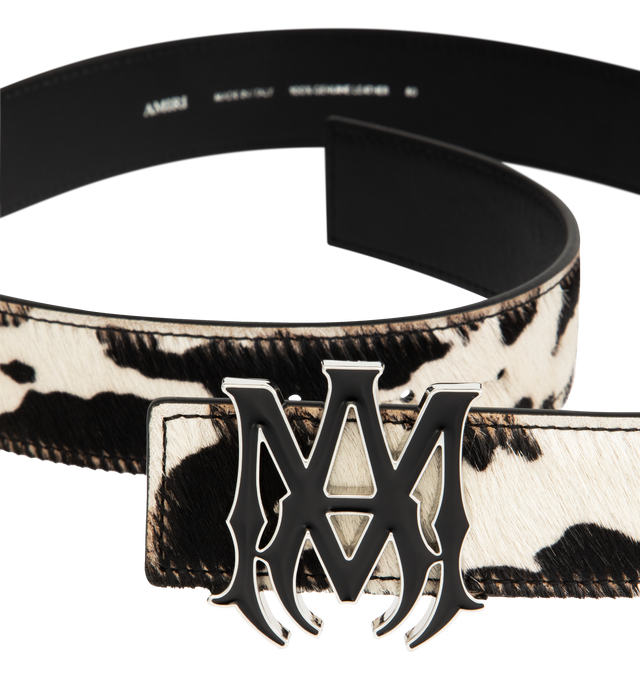 Image 2 of 2 - BROWN - AMIRI MA Belt featuring hair-on leather belt, graphic pattern printed throughout, enameled logo hardware at post-stud fastening and 4cm. Leather. Made in Italy. 
