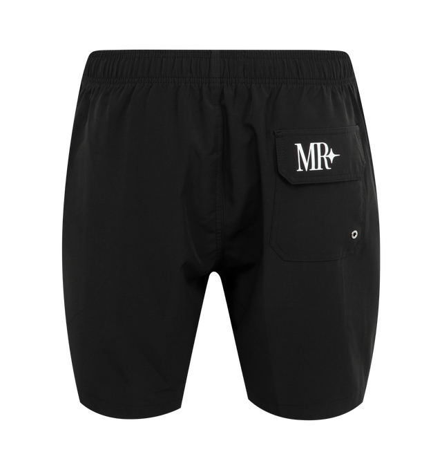 Image 2 of 3 - BLACK - MIDNIGHT RODEO Mr Short featuring elastic waist with drawstring, side slit pockets, one back flap pocket and logo front on leg and back pocket.  