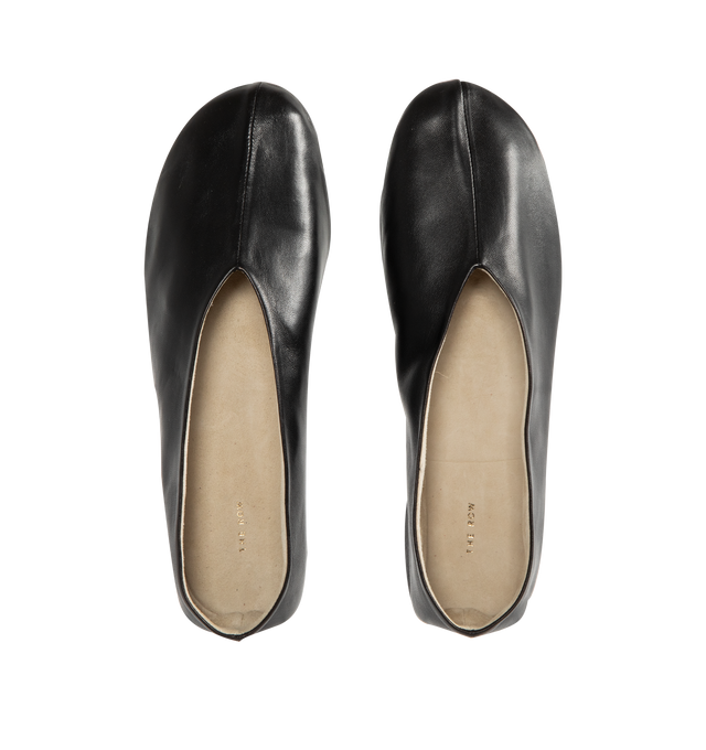 Image 4 of 4 - BLACK - The Row Slip-on shoe in smooth nappa leather with oval toe, center front seam, and flexible rubber-coated sole. 100% Lambskin Leather with rubber sole. Made in Italy. 