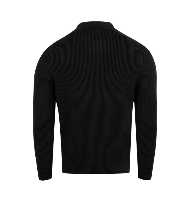 Image 2 of 3 - BLACK - C.P. COMPANY Full Rib Crewneck Lens Sweater featuring a stretch cotton/nylon blend with an English rib knit construction, iconic Lens detail, gauge 7 and regular fit. 71% cotton, 29% polyamide/nylon.   