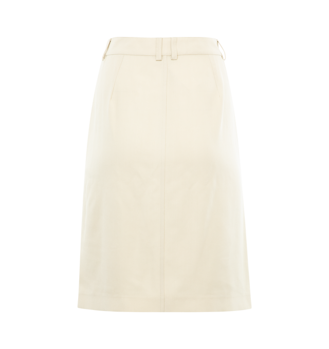 Image 2 of 2 - WHITE - SAINT LAURENT Midi Skirt featuring front button closure, two buttoned patch pockets at the front, waistband with loops and midi length. 100% viscose. 
