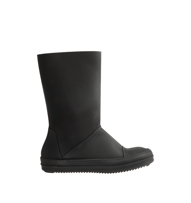 Image 1 of 4 - BLACK - Rick Owens DRKSHDW Sneakwaders are crafted from certified recycled thermoplastic polyurethane and feature a mid-calf silhouette inspired by wader boots. This distinctive design combines a tubular pull-on upper with a classic sneaker-inspired foot, complete with toe caps and signature shark-tooth soles. Developed using certified recycled thermoplastic materials, the construction supports reduced water consumption, emissions, and hazardous waste while lessening reliance on non-renewable 