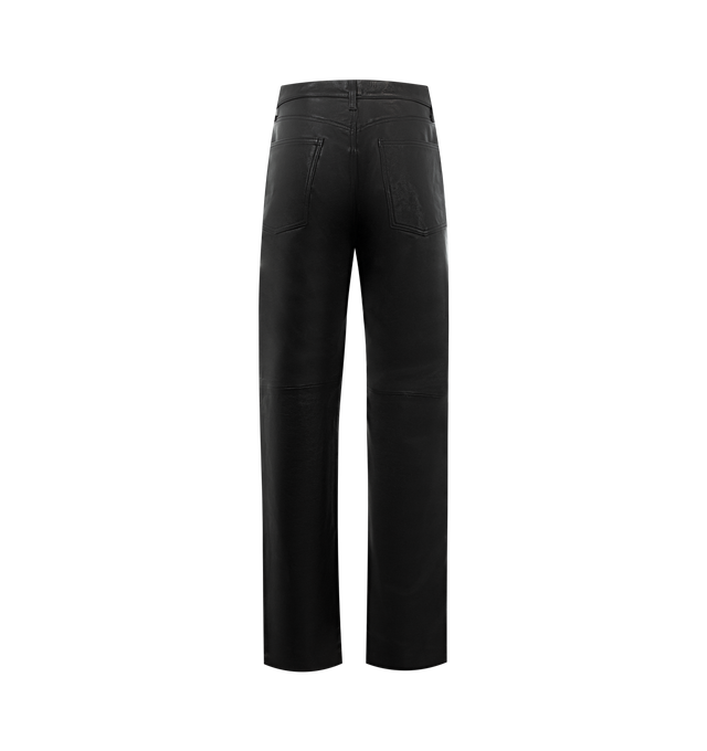 Image 2 of 4 - BLACK - Seekings 98 Fit Leather Pants are a 5-pocket style with a button fly, a high rise, button waist tabs, and brand-engraved hardware. Fully lined. 100% cowhide leather. Made in Japan.  