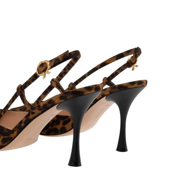 Image 3 of 4 - BROWN - Gianvito Rossi Ascent Leopard Printed Calfskin Slingback Pumps featuring pointed toe, adjustable slingback strap, leather lining and outsole with 2.25 in / 55 mm spool heel. Made in Italy. 