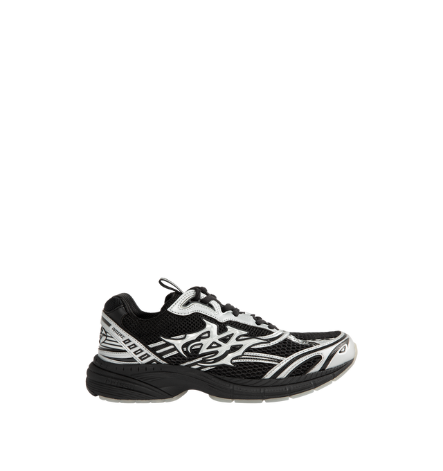 Image 1 of 5 - BLACK - Amiri Men's Metallic M-Tech Sneakers feature a mixed silver mesh-and-leather upper with metallic detailing and the signature MA icon. Inspired by technical running shoes, the design is set on a sculpted rubber sole. Main Material: 100% Polyurethane. Upper: Mesh and Leather. Sole: Rubber. Made in Vietnam. 