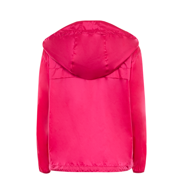 Image 2 of 2 - PINK - MONCLER Filiria Jacket featuring hood with lightweight micro faille lining, zipper closure, packable, kangaroo pocket with savoy knot, patch pockets, elastic cuffs and hem with drawstring fastening. 100% polyamide/nylon. 