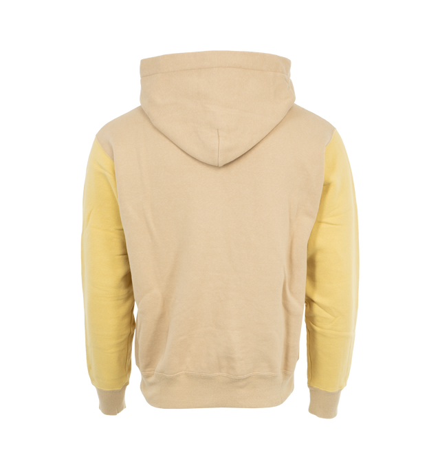 Image 2 of 3 - NEUTRAL - Human Made Men's Sweat hoodie with a henley neck, a large heart motif on the front, and  color block design combining panels of similar colors. 100% COTTON. 