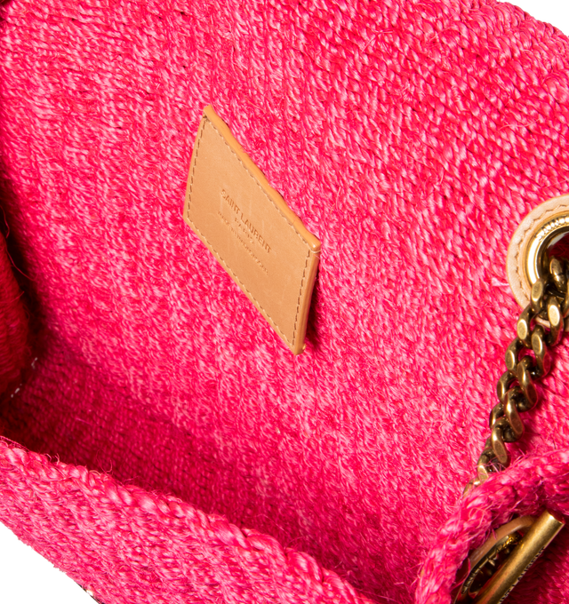 Saint Laurent Medium Kate Raffia Shoulder Bag in Pink Glo