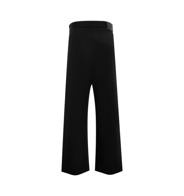 Image 2 of 3 - BLACK - Loewe Men's Pleated Trousers in medium-weight brushed cotton moleskine featuring a pleated front. Relaxed fit, regular length with a mid waist, straight leg, concealed zip fly, slash pockets, rear welt pocket, pressed creases at the front and back, and LOEWE embossed leather patch placed at the back. 