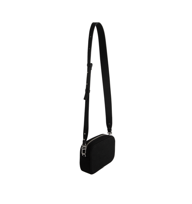 Image 4 of 5 - BLACK - Amiri 3-Star Camera Case has a zipper closure, an adjustable leather strap, custom hardware, and leather star appliques. Cotton and leather. Made in Vietnam.  