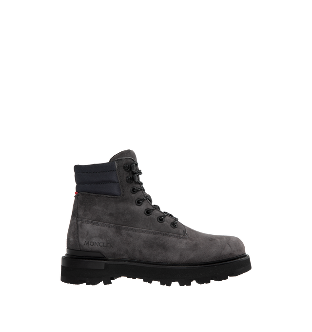 Image 1 of 4 - NAVY - MONCLER Peka Trek Boots featuring suede and nylon upper, leather lining insole, lace closure, leather welt, micro rubber midsole and vibram rubber tread. Sole height 5.5 cm. 100% polyamide/nylon. Lining: cow. Sole: 100% elastodiene. 