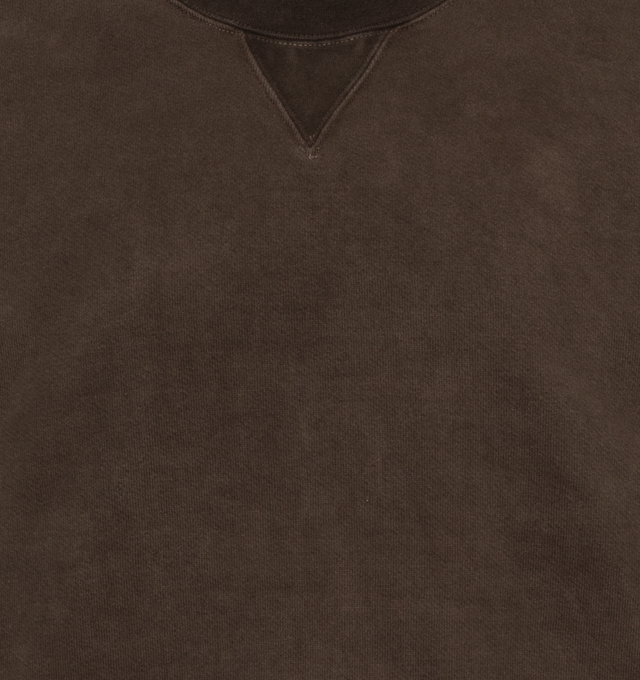 Image 3 of 3 - BROWN - VISVIM Amplus Sweatshirt featuring rib knit crewneck, hem, and cuffs, raglan sleeves and logo embroidered at back hem. 95% cotton, 5% nylon. Made in Japan. 