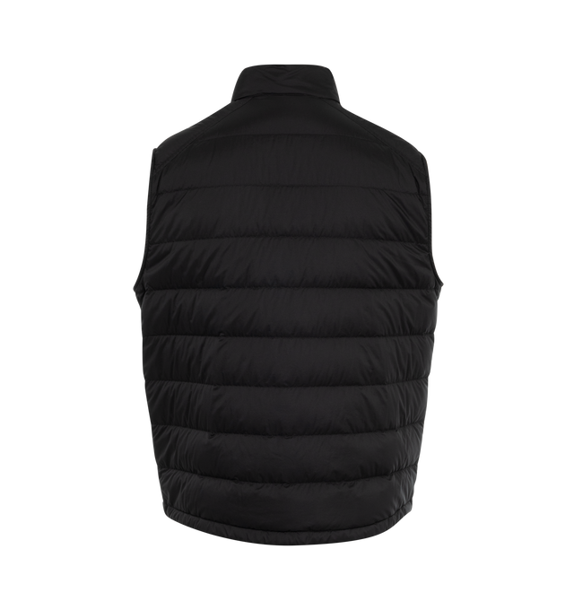 Image 2 of 2 - BLACK - Moncler Men's Barthe down vest is crafted from ultra-light weight and warm recycled longue saison with down-fill. Featuring zipper and snap button closure, zipped pockets, hem with drawstring fastening, regular fit with fitted shoulders and chest, boxy waistline. 