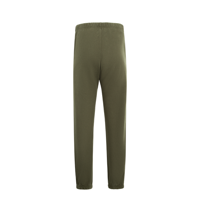 Image 2 of 3 - GREEN - GALLERY DEPT. Team Dept Sweatpant featuring sweatpant joggers, side seam pockets, elasticized waistband and cuffs with inner drawstring, distressed FRENCH DPT. print down the left leg, embroidered 'Sport Elegant' logotype and inner 'Art on Display' patch. 100% cotton. Made in USA. 