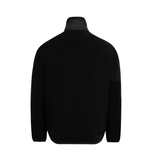 Image 2 of 3 - BLACK - MONCLER Teddy Zip-Up Sweatshirt with Pocket featuring nylon trim, zipper closure, zipped pockets, nylon chest pocket with snap button closure and elastic cuffs and hem. 100% polyester. 100% polyamide/nylon. Made in Romania. 