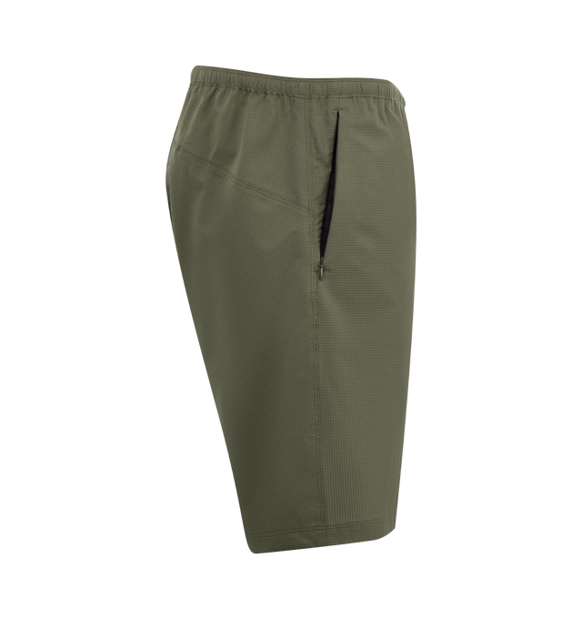 Image 3 of 3 - GREEN - NEEDLES Warm Up Short featuring drawstring waist and concealed zipper pockets. 100% polyester. Made in Japan. 