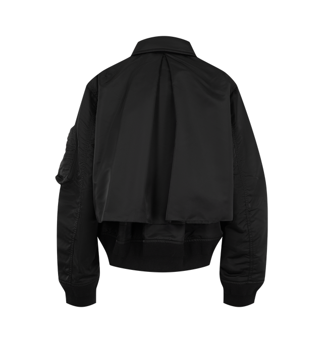 Image 2 of 4 - BLACK - Sacai Nylon Twill Blouson is crafted from nylon twill with lightweight padding. Features a blouson silhouette, mixed-media paneling, full lining, and modern utility-inspired construction. Outer: 100% Nylon; Parts: 55% Polyester, 44% Cotton, 1% Polyurethane; Lining: 100% Polyester; Filling: 100% Polyester. Made in Japan. 