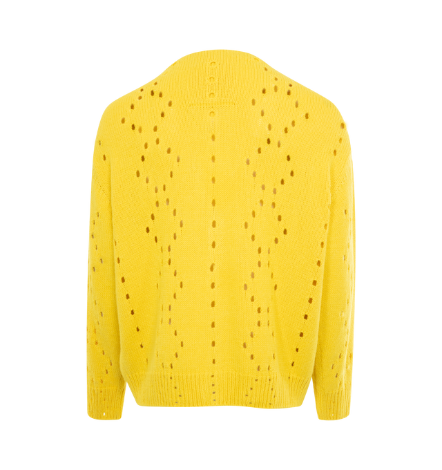 Image 2 of 2 - YELLOW - GIVENCHY Oversized Cardigan featuring long-sleeved cardigan in pointelle alpaca and reindeer wool, v neck, buttoned closure on the front, ribbed collar, hem and base and oversized fit. 50% alpaca wool, 50% reindeer wool. Made in Italy. 