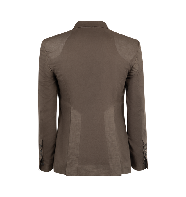 Image 2 of 3 - BROWN - RICK OWENS Slim-Fit Cotton Blazer featuring a slim notch lapel, single button closure, long sleeves and button-front closure. Cotton. Made in Italy. 