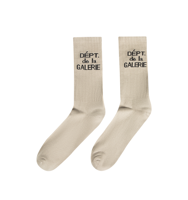 Image 2 of 2 - BROWN - GALLERY DEPT. Clean Sock featuring soft mid-calf socks with FRENCH logotype. 71% cotton, 25% polyamide, 4% elastane. Made in Portugal. 