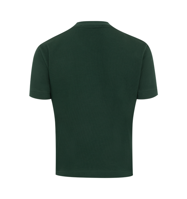 Image 2 of 2 - GREEN - JACQUEMUS Le T-Shirt Gros Grain featuring fitted shape, stretch cotton, ribbed crew neck and embroidered grosgrain logo on chest. 94% cotton, 6% elastane. Made in Portugal. 