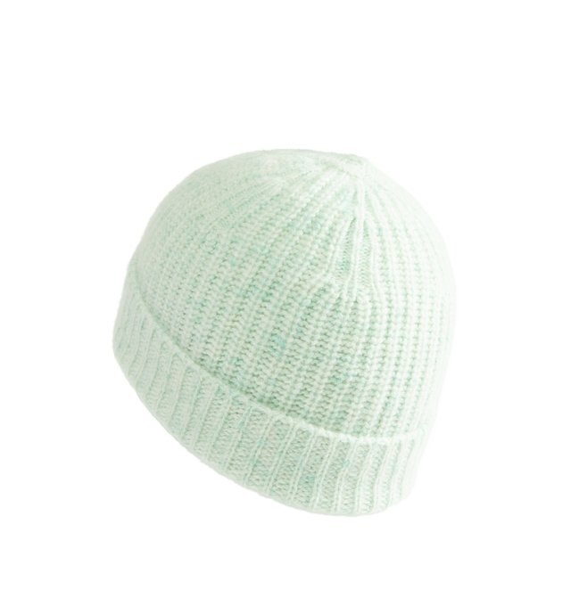 Image 2 of 2 - GREEN - Auralee Men's Cashmere Nep Knit Cap is crafted from 100% cashmere featuring a light, smooth hand, complemented by the depth of color and subtle texture created by the nep, giving the material a rich, nuanced appearance. 